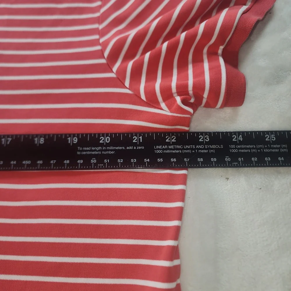 Polo Ralph Lauren Mens Large Red White Striped Pima Interlock Polo Shirt Classic
